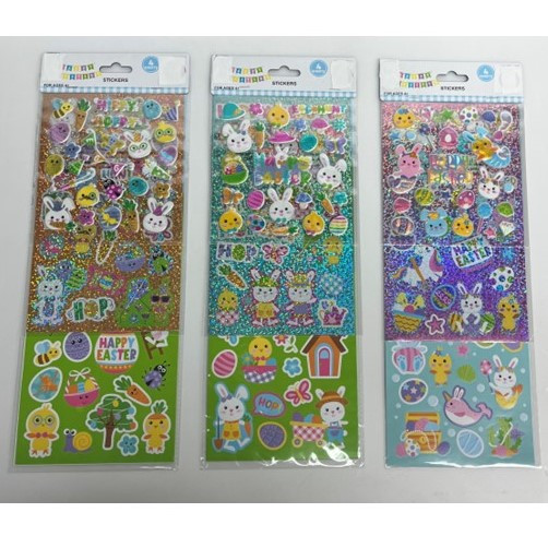 EASTER STICKERS 4-SHEET BASIC/LASER/PUFFY HOLOGRAM PER PACK PBH