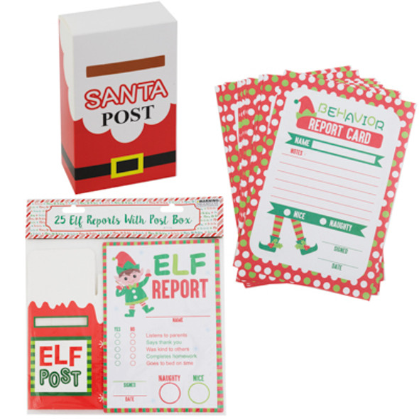 ELF REPORTS AND POST BOX STATIONARY SET 25PK XMAS HEADER