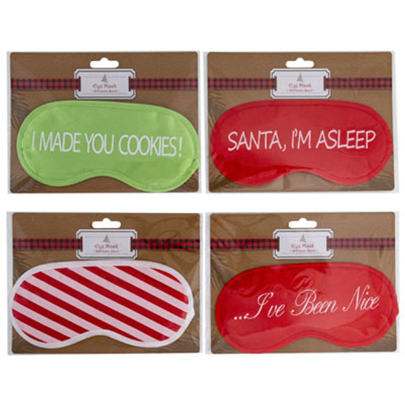 EYE MASK CHRISTMAS DESIGNS SATIN 4AST PRINTS PB/TCD EYE MASK CHRISTMAS DESIGNS SATIN 4AST PRINTS PB/TCD