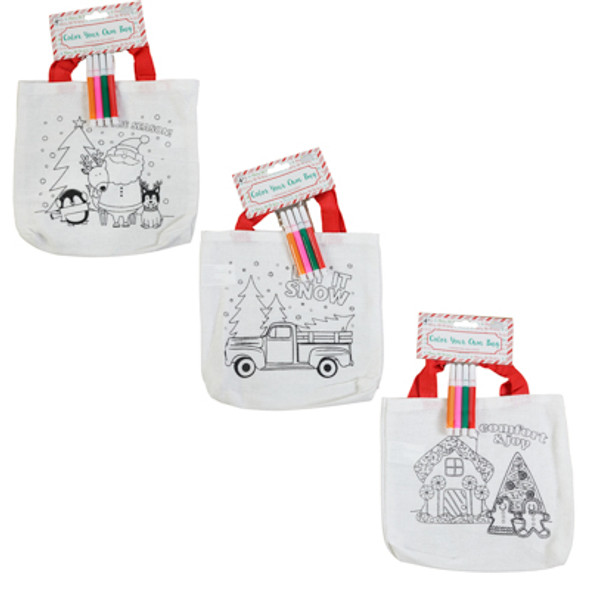 TREAT BAG DIY TOTE W/4 MINI MARKERS 8.5 X 7.8IN 3AST HEADERCARD