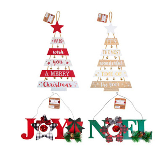 WALL PLAQUE CHRISTMAS 4AST MDF W/BELLS & GREENERY UPC/COMPLY LABEL 13LX4H/9.45LX16.5H WALL PLAQUE CHRISTMAS 4AST MDF W/BELLS & GREENERY UPC/COMPLY LABEL 13LX4H/9.45LX16.5H