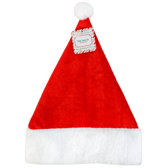 SANTA HAT RED VELVET PLUSH CUFF 16.14X12IN CHRISTMAS HT/JHOOK SANTA HAT RED VELVET PLUSH CUFF 16.14X12IN CHRISTMAS HT/JHOOK