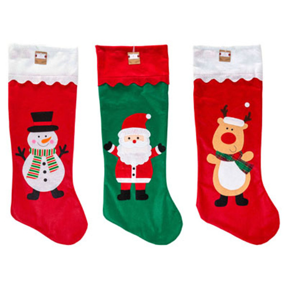 STOCKING JUMBO 36 IN FELT 3AST SCALLOPED CUFF HT/JHOOKSANTA/SNOWMAN/REINDEER STOCKING JUMBO 36 IN FELT 3AST SCALLOPED CUFF HT/JHOOKSANTA/SNOWMAN/REINDEER
