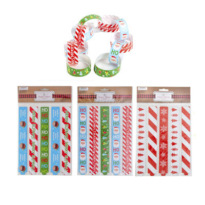 PAPER CHAIN DIY 100PC CHRISTMAS W/HOOK SLOTS 3AST XMAS PBH