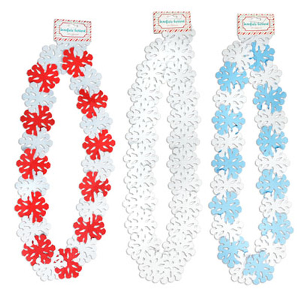 GARLAND SNOWFLAKE FELT 5FT 3AST COLORS/CHRISTMAS HEADER