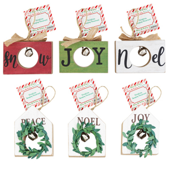 ORNAMENT MDF 6AST W/BELL & BURLAP BOWS/WREATH XMAS HT/MDF COMPLY ORNAMENT MDF 6AST W/BELL & BURLAP BOWS/WREATH XMAS HT/MDF COMPLY