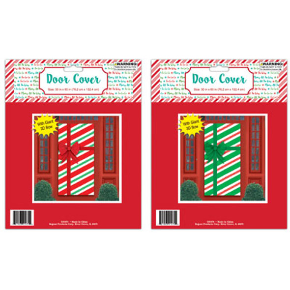 DOOR COVER W/3D BOW 2AST CANDY STRIPE DESIGNS PE 30 X 60IN POLYBAG/INSERT CARD DOOR COVER W/3D BOW 2AST CANDY STRIPE DESIGNS PE 30 X 60IN POLYBAG/INSERT CARD