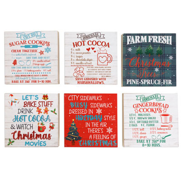CHRISTMAS MDF BOXED SENTIMENTS 6AST 5.91IN MDF HANGING/TABLE COMPLY/LABEL CHRISTMAS MDF BOXED SENTIMENTS 6AST 5.91IN MDF HANGING/TABLE COMPLY/LABEL