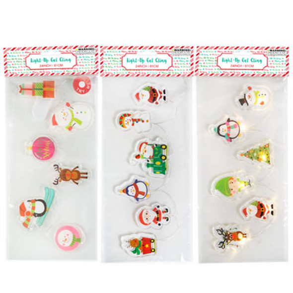 GEL CLING LITEUP CHRISTMAS 3AST IN TRY-ME PKG 24IN L 2-CR-2032 BATTERIES INCLUDED PB/INSERT GEL CLING LITEUP CHRISTMAS 3AST IN TRY-ME PKG 24IN L 2-CR-2032 BATTERIES INCLUDED PB/INSERT