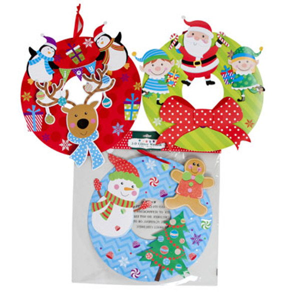 WREATH GLITTER & TIP-ON PAPER 15IN 3ASST HOLIDAY DESIGN IN PBH WREATH GLITTER & TIP-ON PAPER 15IN 3ASST HOLIDAY DESIGN IN PBH