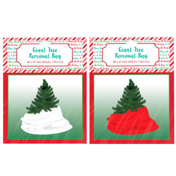 CHRISTMAS TREE REMOVAL BAG GIANT 96X47IN RED OR WHITE PB INSERT