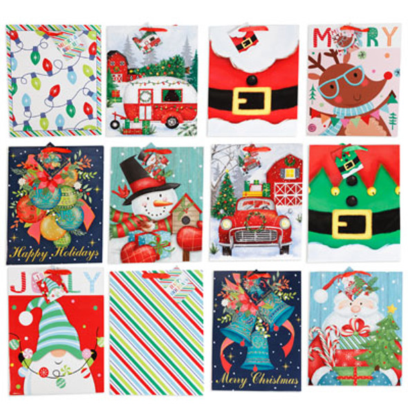 GIFT BAG LARGE CHRISTMAS 12AST 10X5X12.5IN 157GSM LABEL GIFT BAG LARGE CHRISTMAS 12AST 10X5X12.5IN 157GSM LABEL