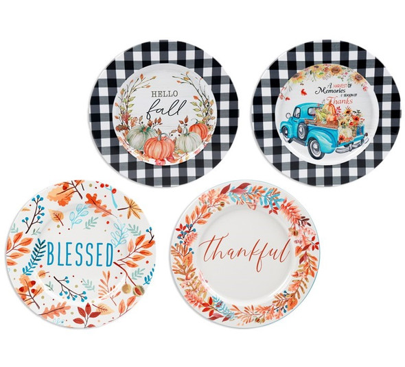 HARVEST TIN PLATE SERVING TRAY 13IN 4AST DESIGNS UPC LABEL HARVEST TIN PLATE SERVING TRAY 13IN 4AST DESIGNS UPC LABEL