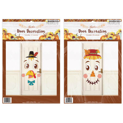 HARVEST DOOR CUTOUTS 2AST TURKEY 11PC/SCARECROW 25PC PB/INSERT