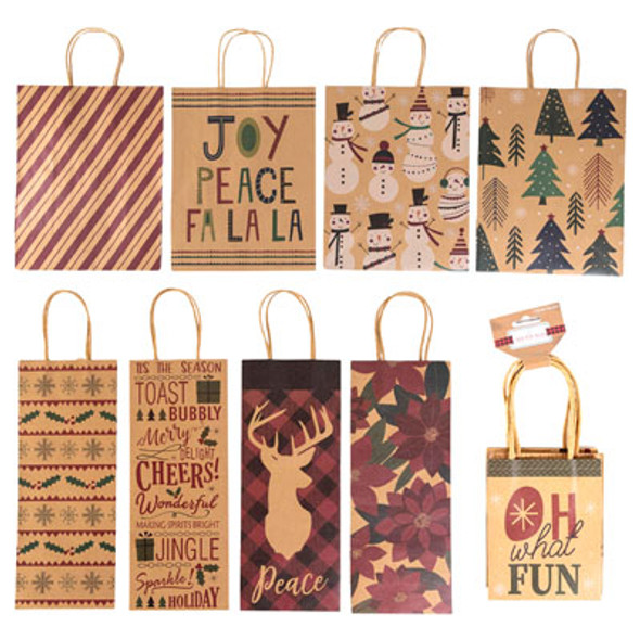 GIFT BAG XMAS KRAFT 3 SIZE IN 144PC MSTR WINE/LG/3PK SMALL VARIOUS UPC/USED TO MAKE HA322 GIFT BAG XMAS KRAFT 3 SIZE IN 144PC MSTR WINE/LG/3PK SMALL VARIOUS UPC/USED TO MAKE HA322
