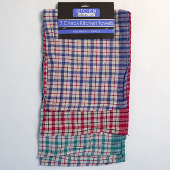 KITCHEN TOWEL 3PK 15X25CHECK ASSORTED COLORS SEE N2#KTMC16668-3