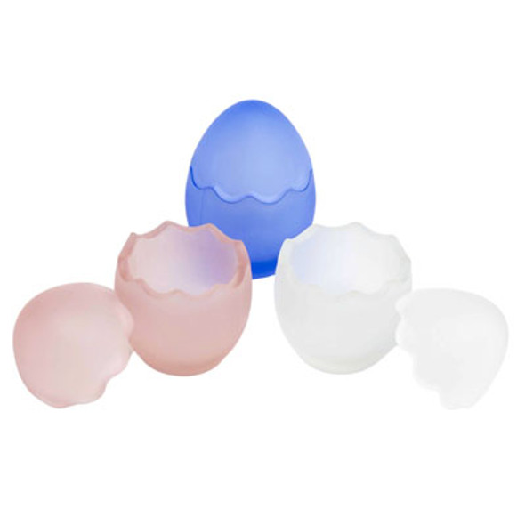FROSTED GLASS CANDLE HOLDER ASST COLORS
