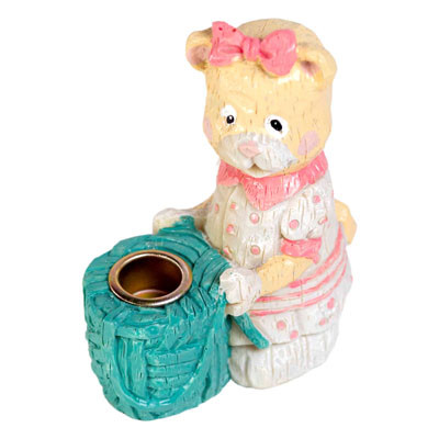 COUNTRY CAT/BEAR WITH TAPERHOLDER ASSORTED