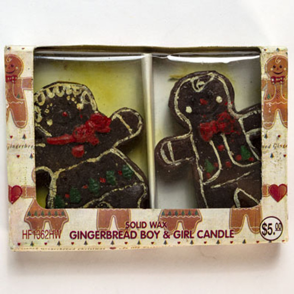 GINGERBREAD BOY & GIRL CANDLE 2PK SOLID WAX PP 5.00