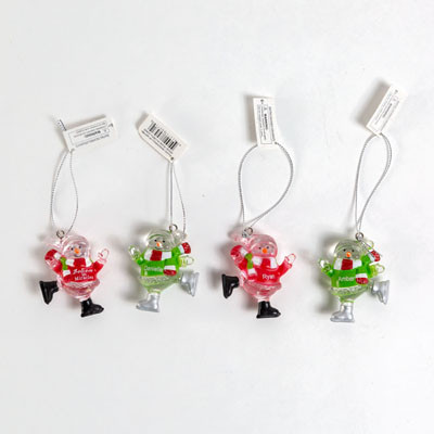 SKATING SNOWMAN ORNAMENT ENGRAVED WITH NAMES