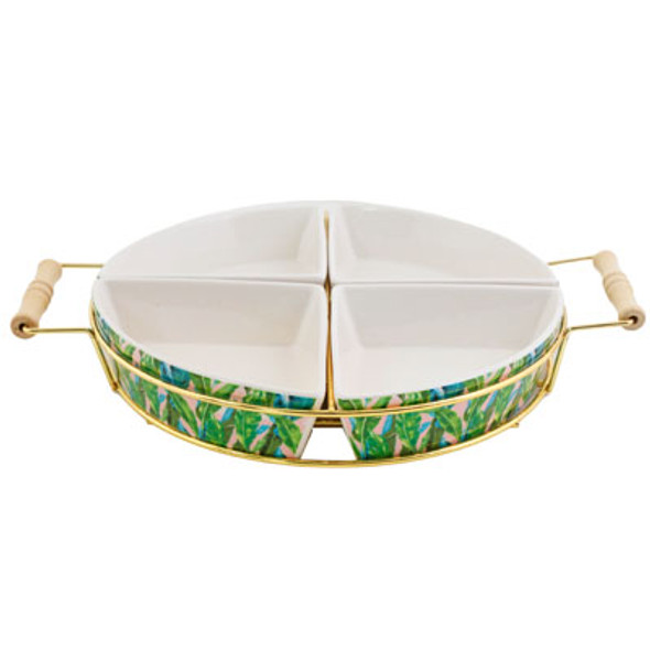 SERVING BOARD/SERVING TRAY PINK PALM CERAMIC 11X11 PP$80.00