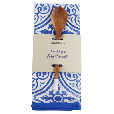 KITCHEN TOWEL W/ WOODEN SPOONBLUE GILDED OPULENCE