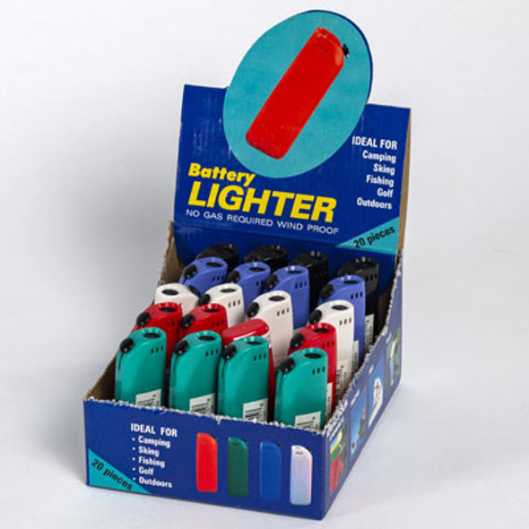 BATTERY LIGHTER ASST COLORS 20PC COUNTER DISPLAY TAKES 2 AAA BATTERIES