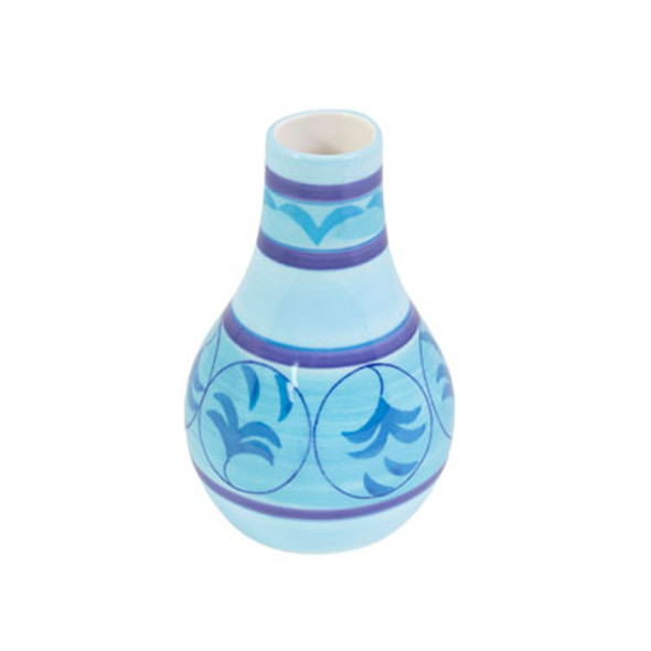 VASE 6 IN CERAMIC BLUE HAND PAINTED