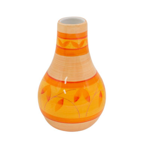 VASE 6IN CERAMIC ORANGE HAND PAINTED
