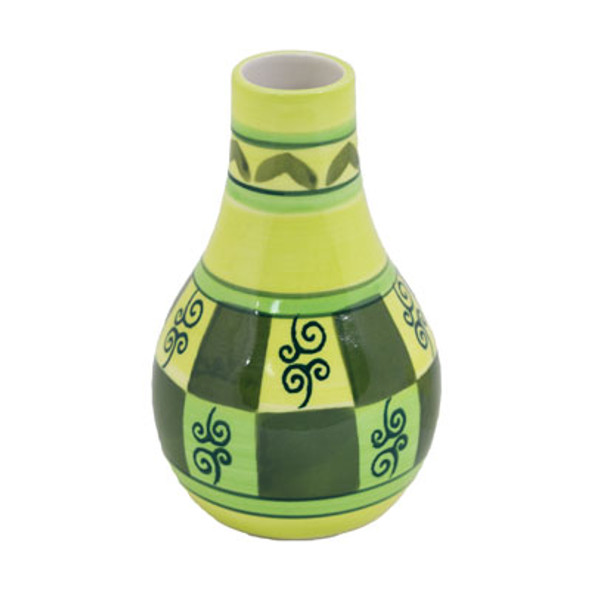 VASE 6IN CERAMIC GREENHAND PAINTED