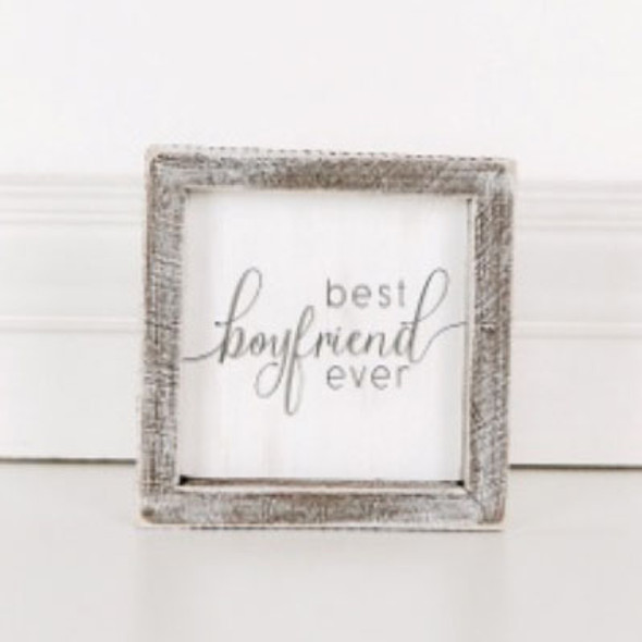 WALL SIGNS 5X5 BEST BOYFRIENDWOOD FRAMED WHITE/GRAY ($5.50)