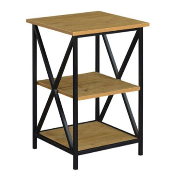 RTA END TABLE OAK/BLACK W/SHELVES TUCSON