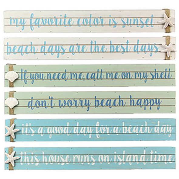 BLOCK SIGN 19X2.25 WOOD 6 ASSORTED NAUTICAL (6.50)