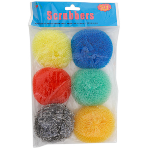 SCRUBBERS 6PC ASSORTED COLORS PEGGABLE