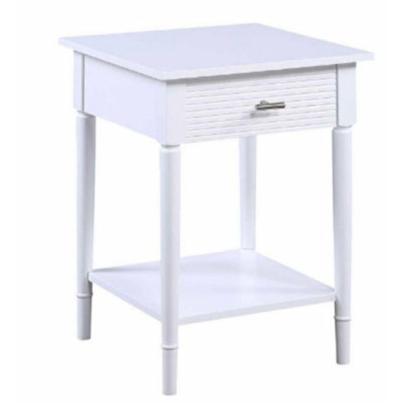 RTA END TABLE WHITE 1 DRAWER W/SHELF AMY