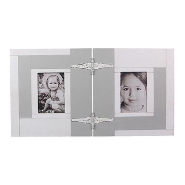PHOTO FRAME 22X12 WOOD 2 PANEL ACCORDION W/4X6 OPENING (14.50)