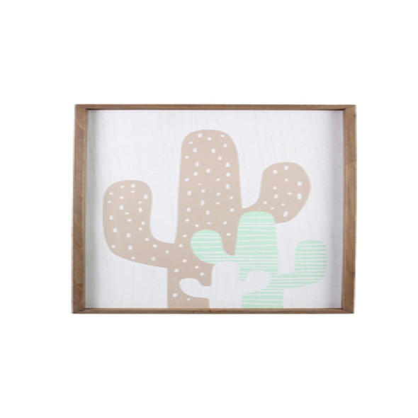 WALL ART CACTUS WOOD FRAMED 12.38X1.3X24