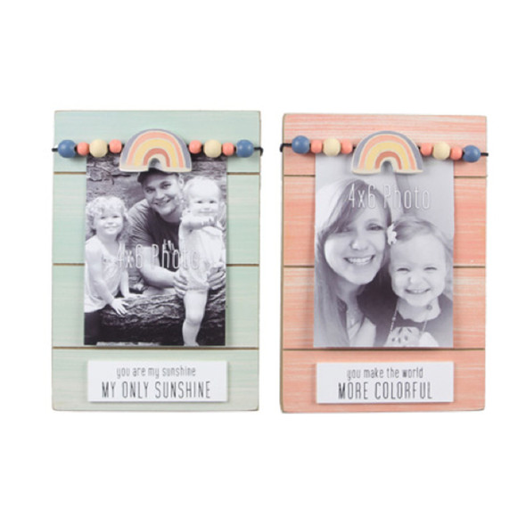 PHOTO FRAME RAINBOW 4X6 OPENING WOOD MAGNET W/BEADS 6X1.5X9 2AST PHOTO FRAME RAINBOW 4X6 OPENING WOOD MAGNET W/BEADS 6X1.5X9 2AST