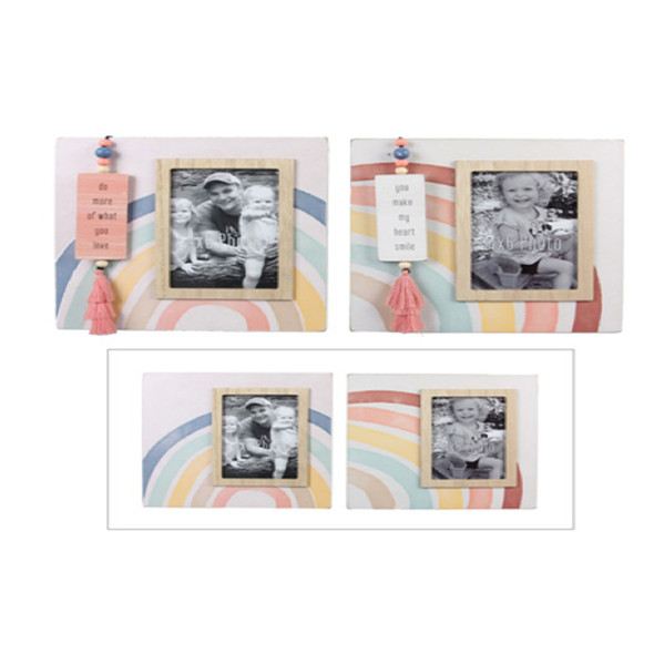 PHOTO FRAME RAINBOW 4X6 OPENING WOOD FRAME W/BEAD 2 ASST 9X1.5X9
