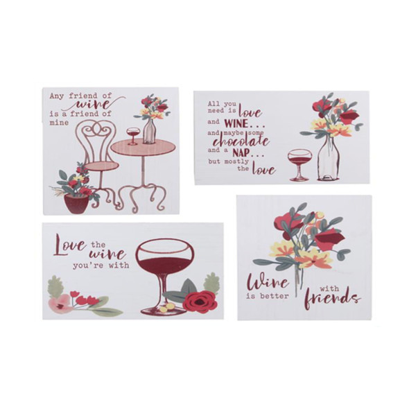 WALL SIGN WINE 4ASST WOOD BOX8X1.5X6