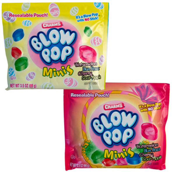 EASTER CANDY BLOW POP MINIS 3 OZ POUCH ON MDSE STRIP EASTER CANDY BLOW POP MINIS 3 OZ POUCH ON MDSE STRIP