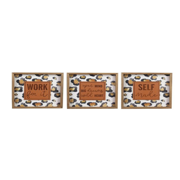 WALL SIGN ANIMAL PRINT 3 ASSTWOOD 7.8X1.15X7.8