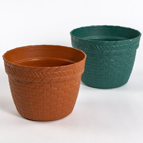 PLANTER RND 8"x6"H WEAVE DESIGN 2 COLORS #6049NO PUNCHED OUT HOLES PLANTER RND 8"x6"H WEAVE DESIGN 2 COLORS #6049NO PUNCHED OUT HOLES