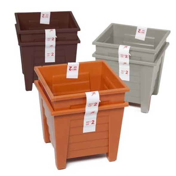 PLANTER 2PK SQUARE 5.75 X 4.5"H TERRA, GREEN, BROWN, CRANBERRY IN PDQ #GLORIA 15 PLANTER 2PK SQUARE 5.75 X 4.5"H TERRA, GREEN, BROWN, CRANBERRY IN PDQ #GLORIA 15