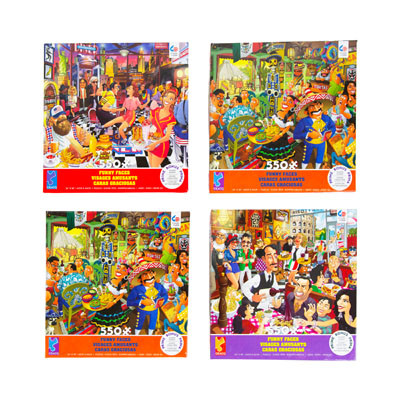 FUNNY FACES PUZZLE ASSORTMENT 550PC 4 TITTLES 24 X 18