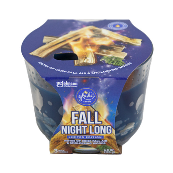 CANDLE GLADE FALL NIGHT LONG 1PK 6.8 OZ *7.99*3 WICK CANDLE CANDLE GLADE FALL NIGHT LONG 1PK 6.8 OZ *7.99*3 WICK CANDLE