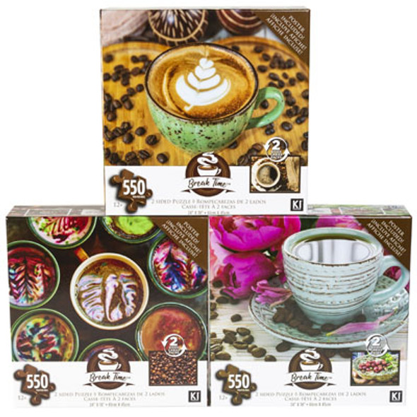 PUZZLE 550PC BREAK TIME 3 TITLES 2 SIDED SIZE 27X20