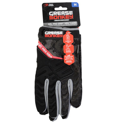 GLOVES GEL PRO VEIL GRIP MEDIUM W/TOUCHSCREEEN GREASE MONKEY SELL IN USA ONLY