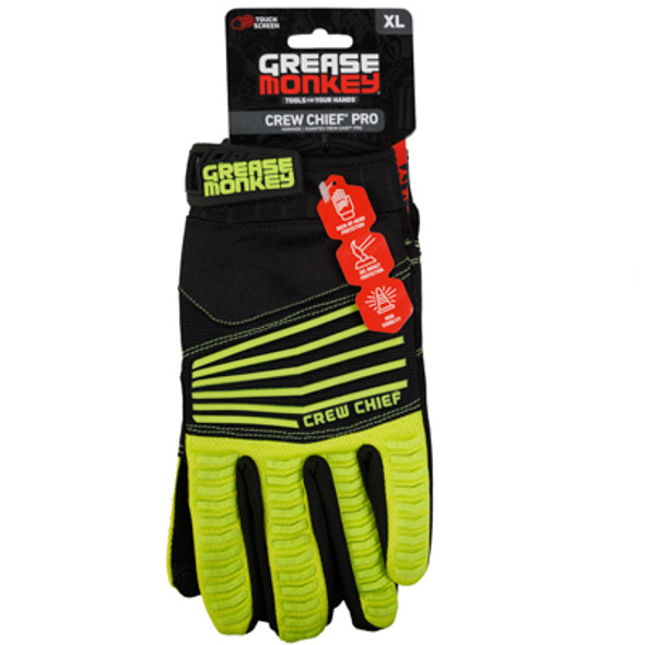 GLOVES CREW CHIEF PRO EXTREME LIME W/TOUCHSCREEN XLARGE GREASE MONKEY SELL IN USA ONLY GLOVES CREW CHIEF PRO EXTREME LIME W/TOUCHSCREEN XLARGE GREASE MONKEY SELL IN USA ONLY
