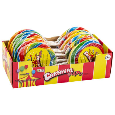 LOLLIPOP GIANT CARNIVAL 4.25 OZ SPIRAL COLOR COUNTER DISPLAY